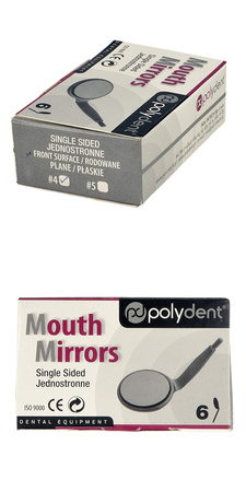 Mouth mirror plain rhodium front surface S-P size 4 (22mm) - 6 pcs box