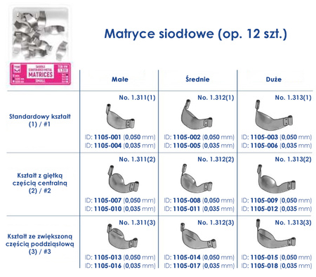 Saddle Contoured Metal Matrices (12 pcs box) small (1) - 0,050mm - TOR VM