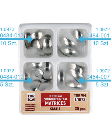 Mix set of metal sectional contoured matrices (30 pcs box) small - TOR VM