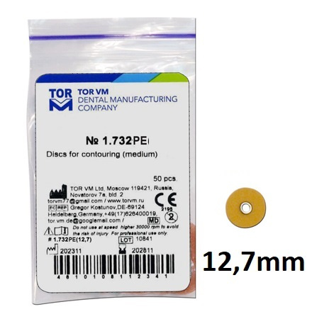 Krążki polerskie na standardową mandrelkę na rynku (op.50 szt.) 12,7 mm - medium (1.732PE) - TOR VM